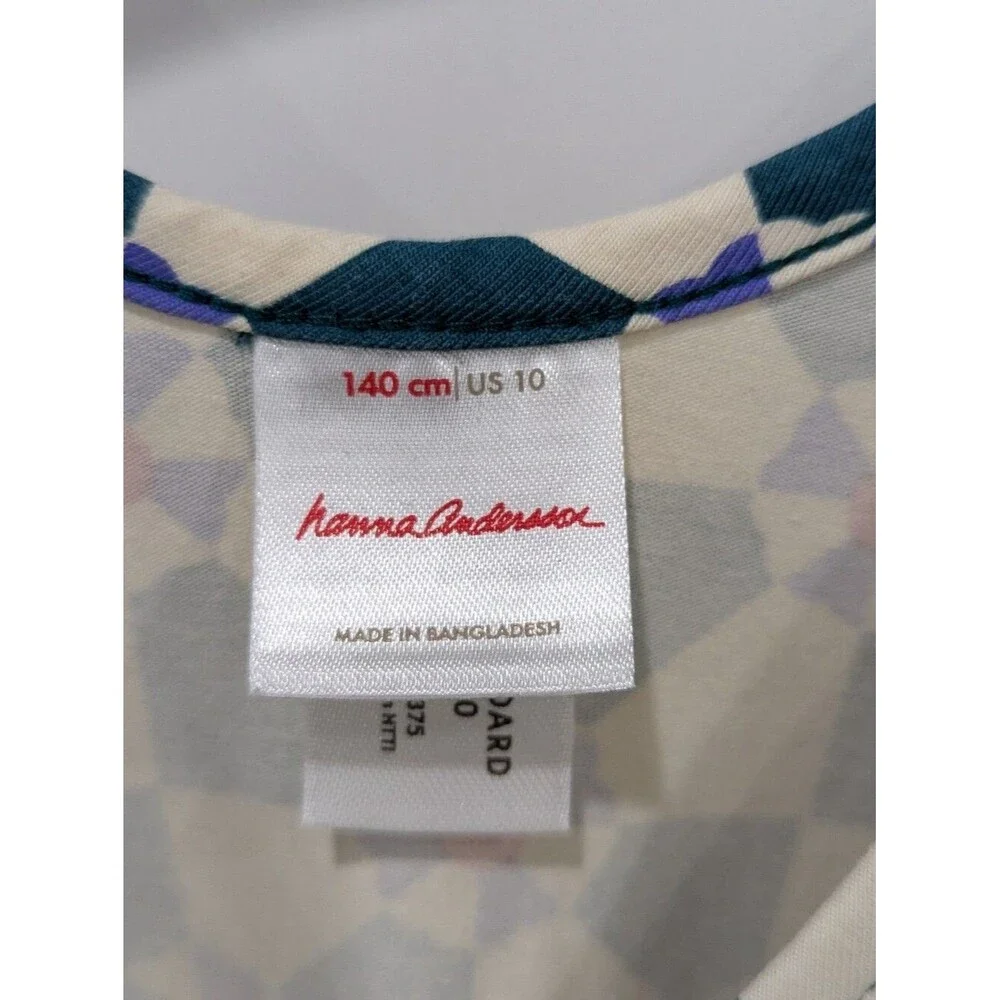Hanna Andersson Kids Long Sleeve Skater Dress Pockets Green Peppermint Swirl 10