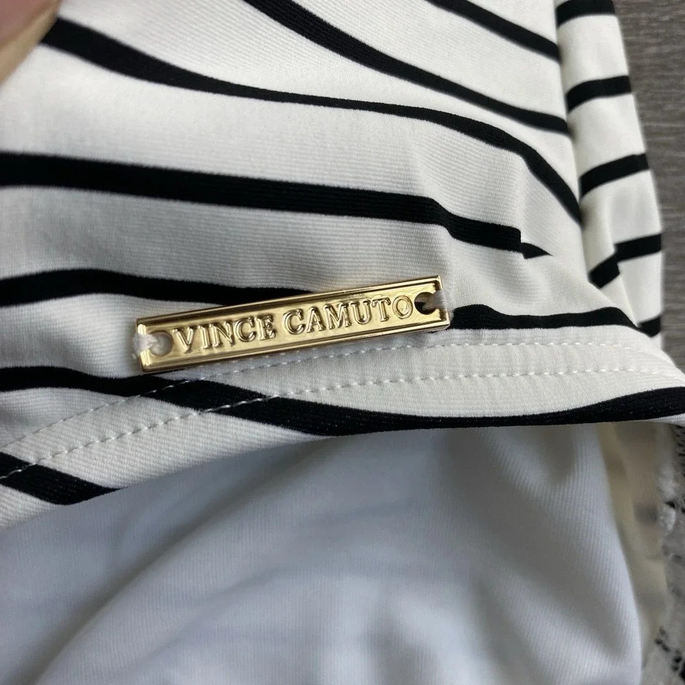 Vince Camuto Off The Shoulder Ruffle Striped One Piece‎ Swimsuit Size 14 1397