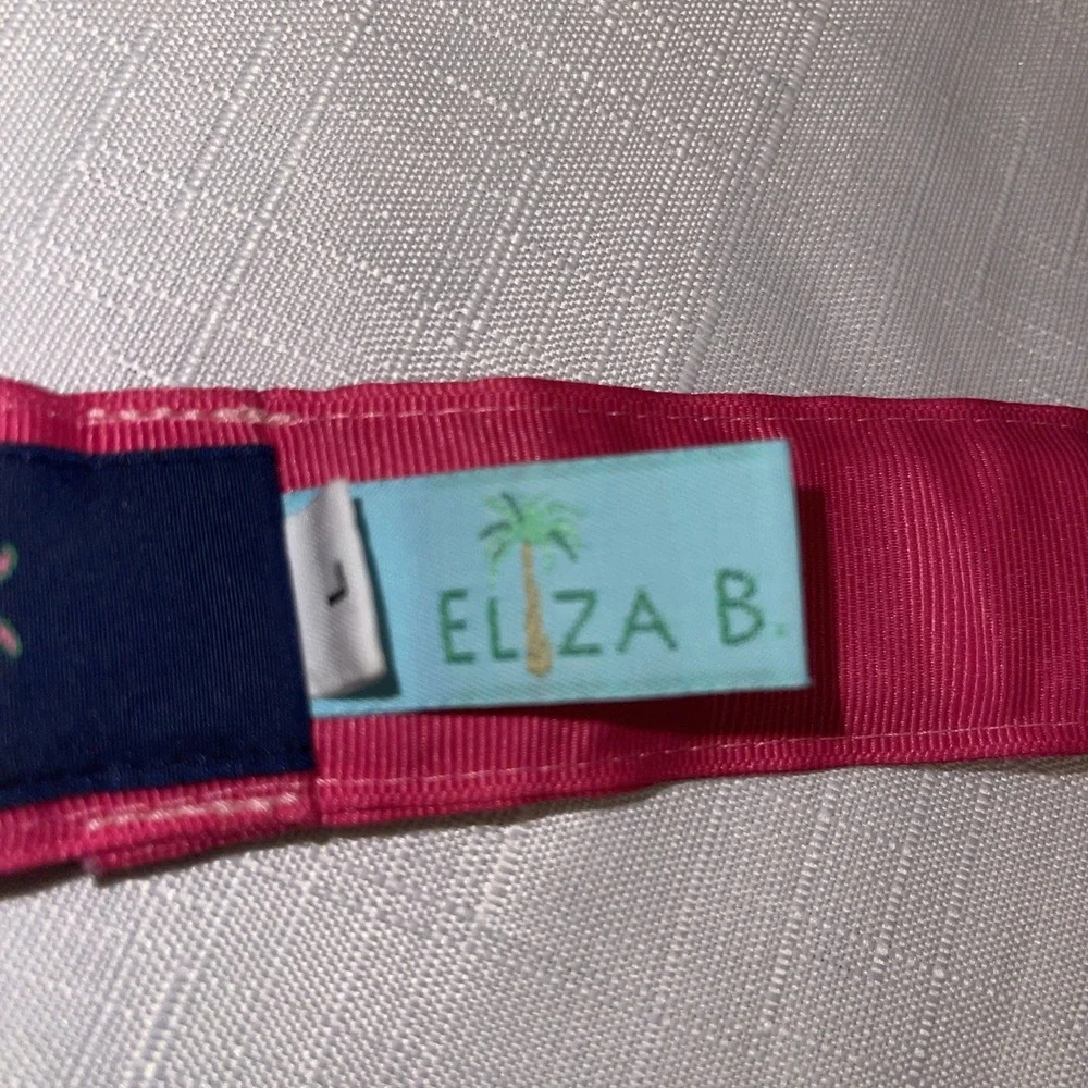 Eliza B Pink & Blue Crab Ribbon Belt Beach Women's Lg 46 In. Preppy Coastal USA