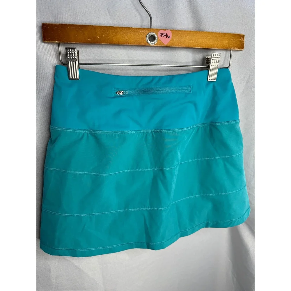 CRZ YOGA Teal Blue Athletic Tennis Skort with Zipper Pocket XXS 00