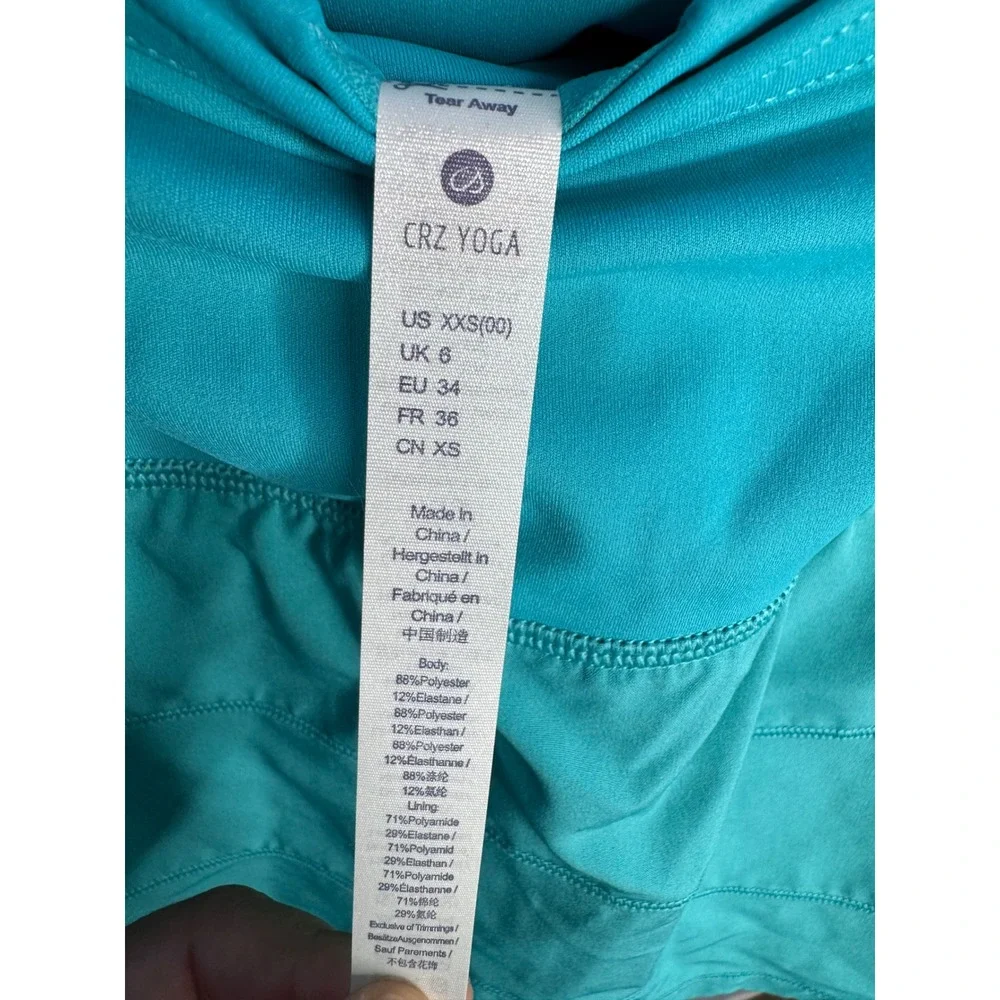 CRZ YOGA Teal Blue Athletic Tennis Skort with Zipper Pocket XXS 00