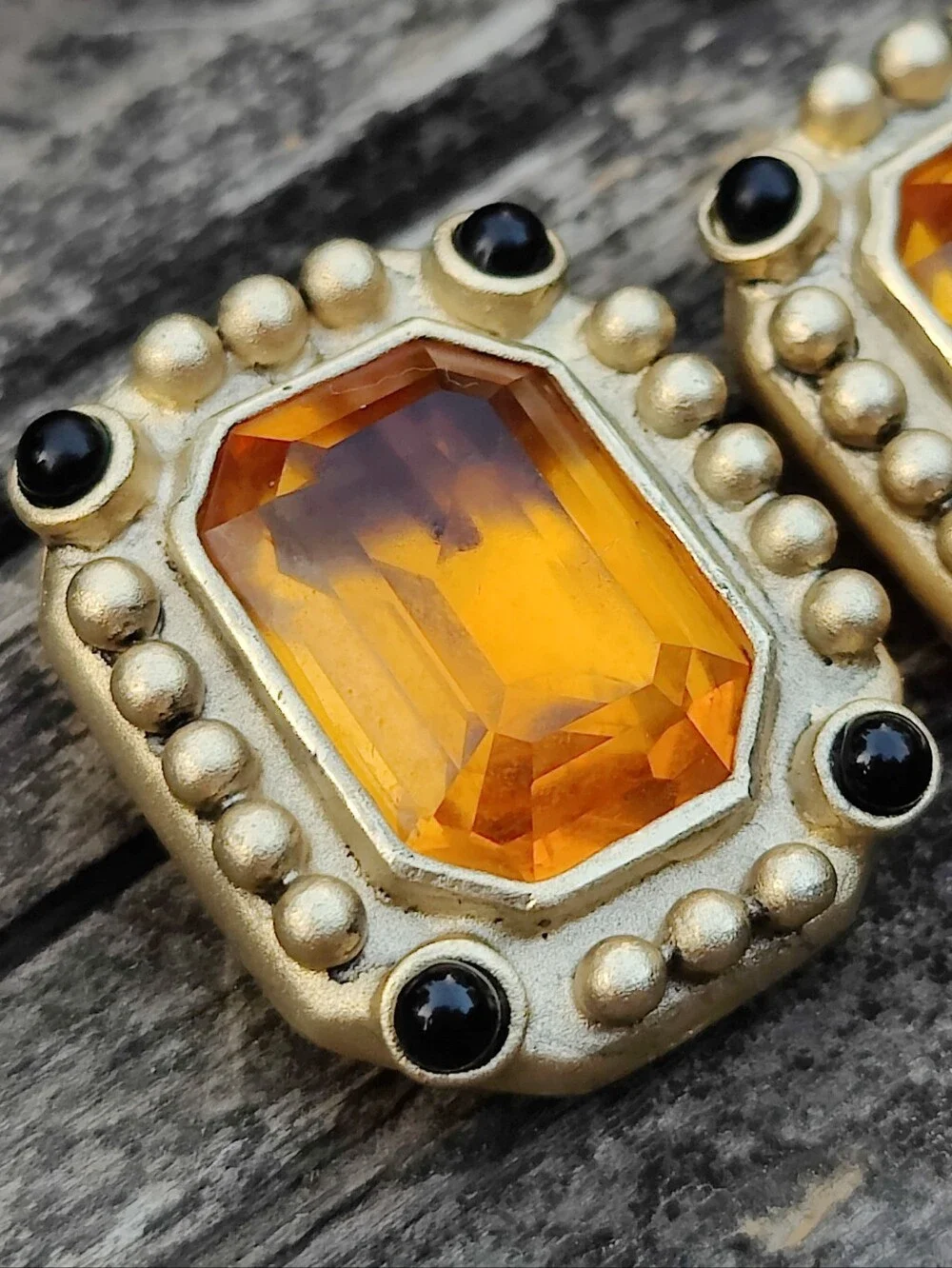 💛 Vintage Citrine Crystal Earrings