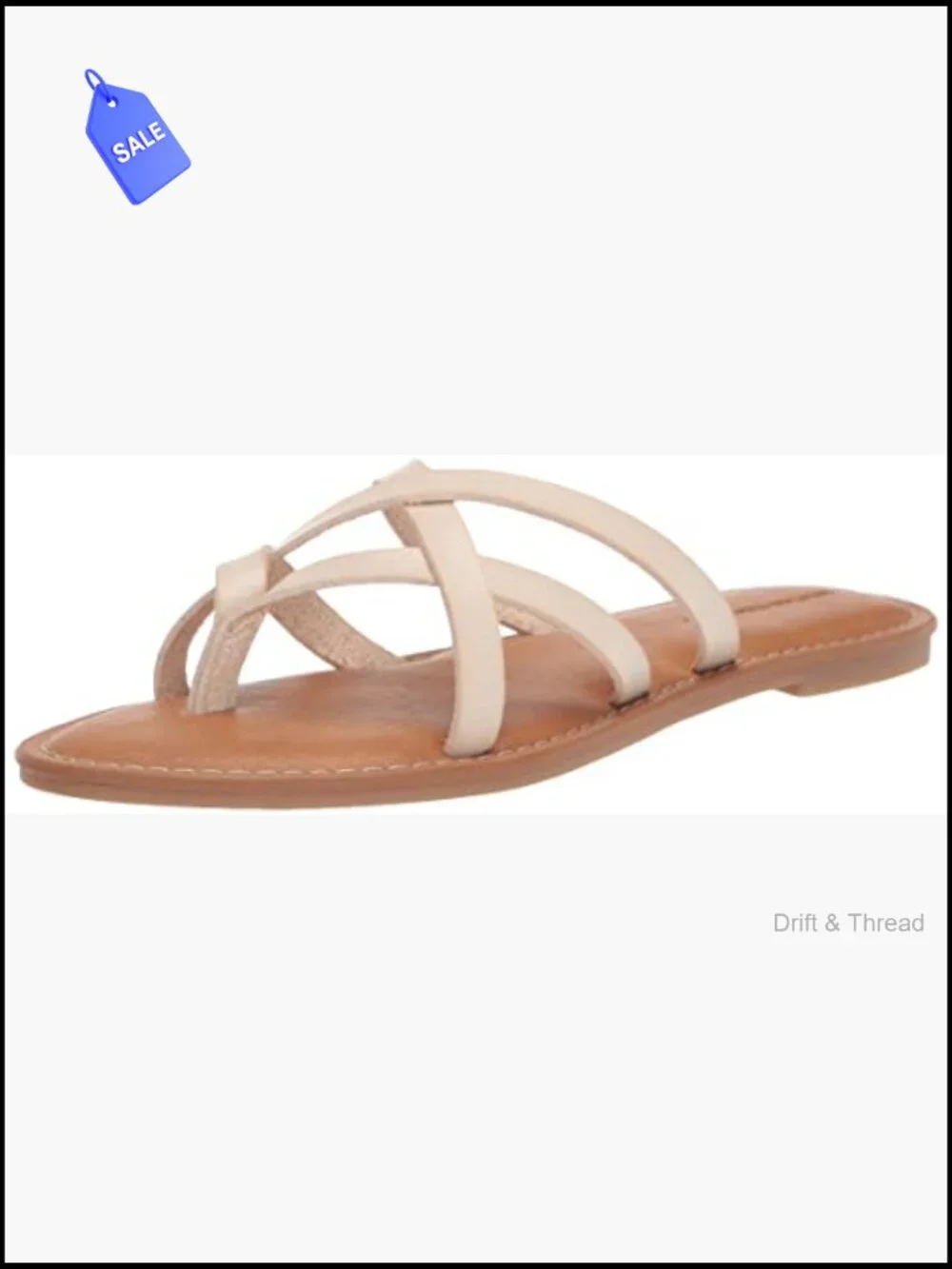 Women's Strappy Slide Flat Sandals, Slip On Memory Foam