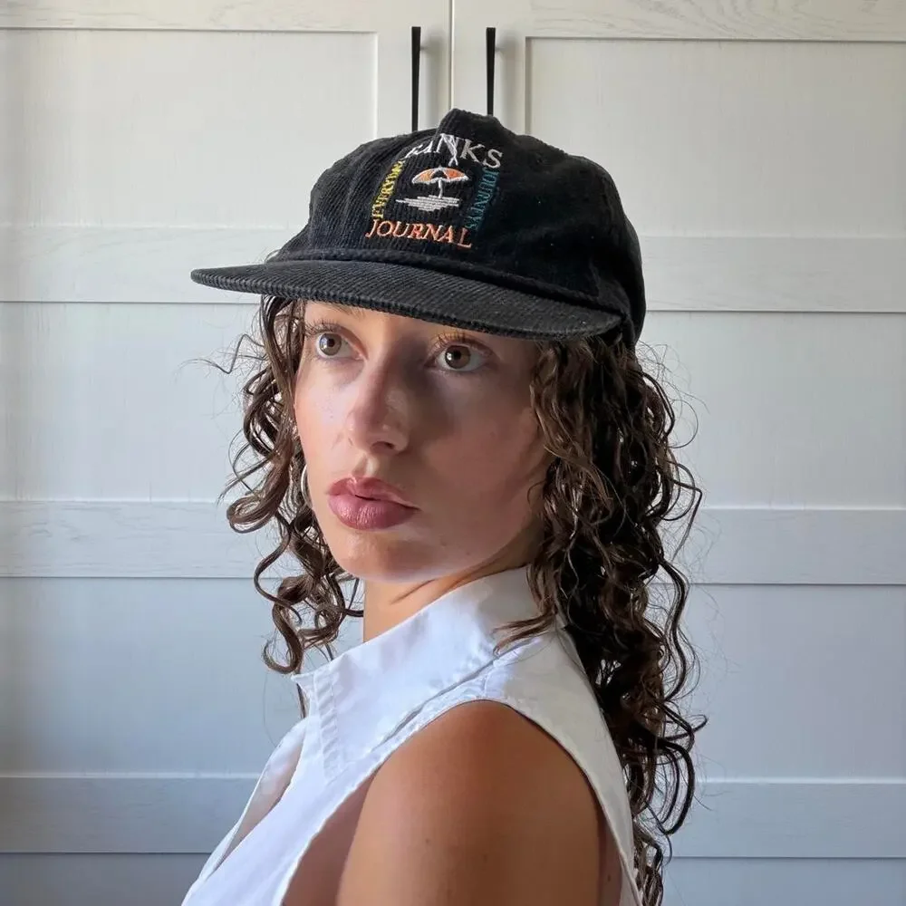 Vintage banks journal black corduroy hat