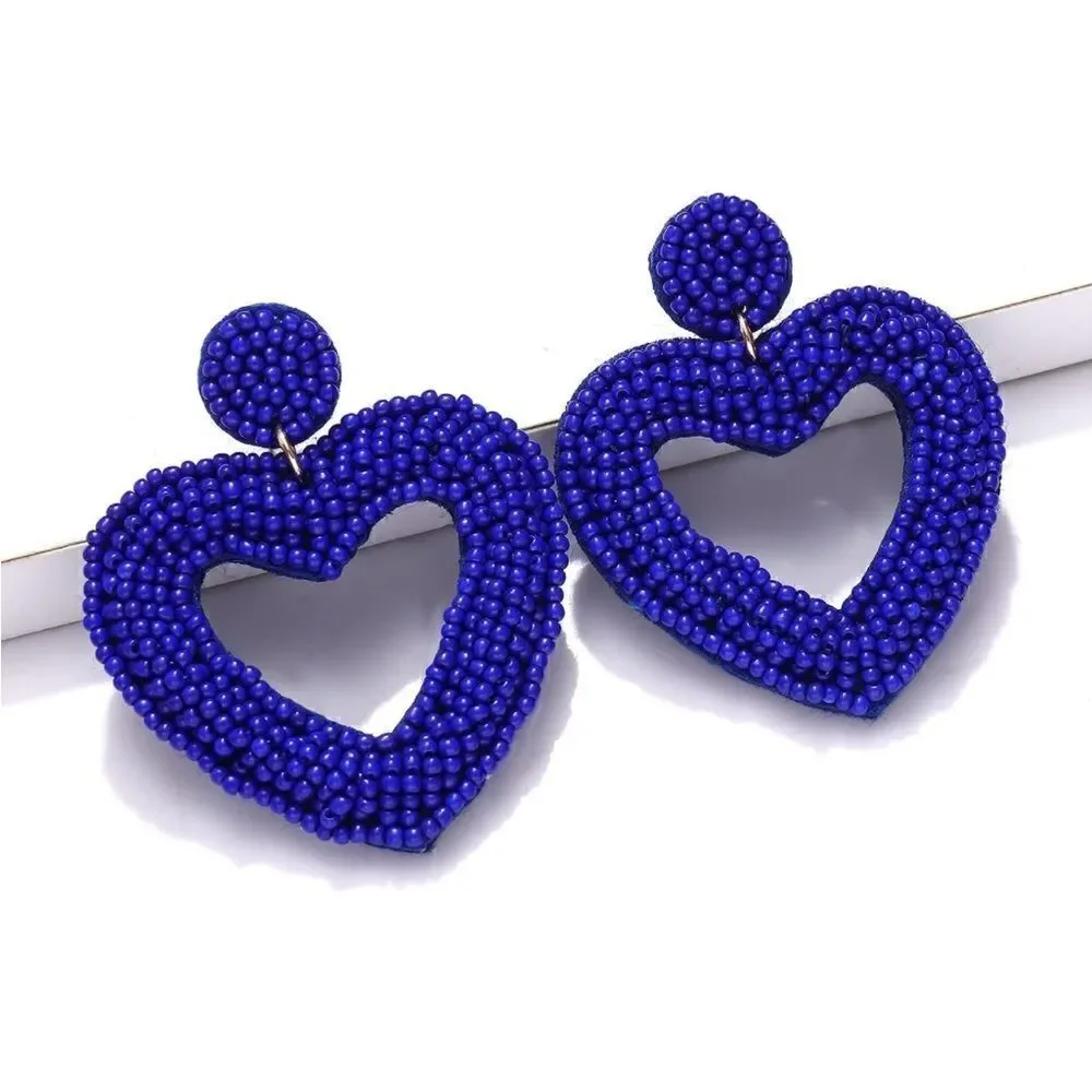 Beaded Heart Dangle Earrings ❤️