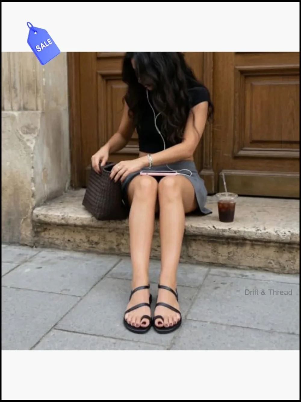 Strappy Flip Flop Sandals with Memory Foam, Adjustable Ankle Strap, Casual Flat