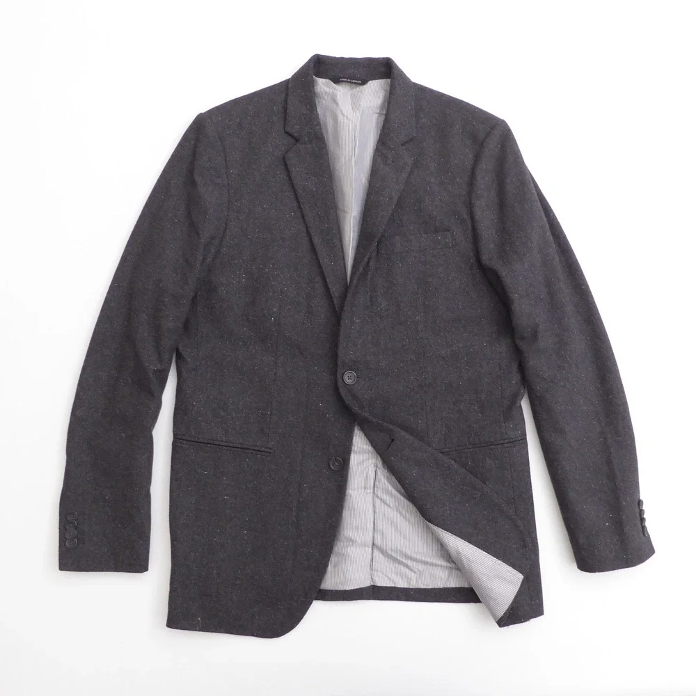 Banana Republic Blazer Textured Knit Charcoal Gray Wool Blend Tailored Slim 42L