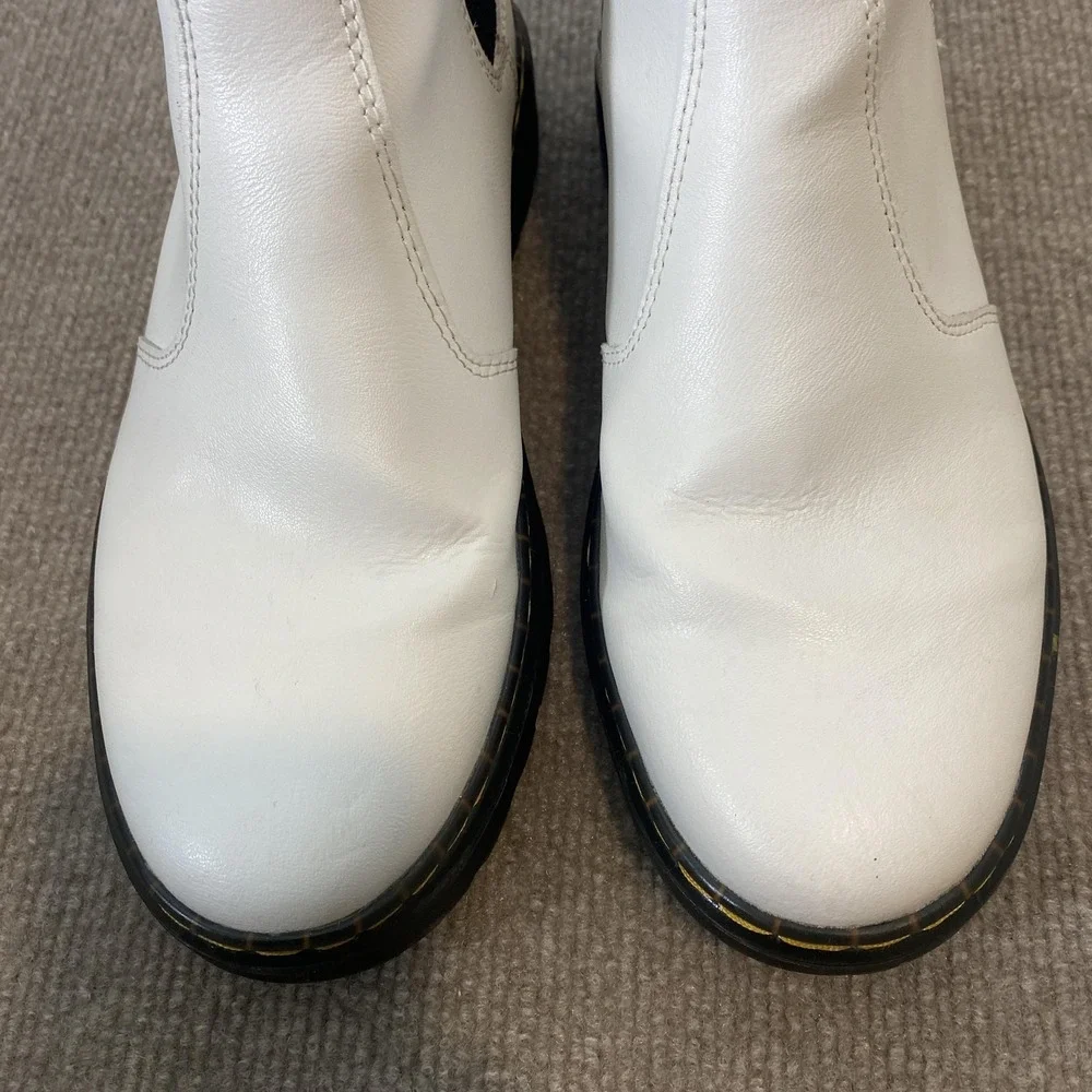 Dr. Martens Dorrian Chelsea Boots Womens 8 Mens 7 White Leather Ankle Y2K Grunge
