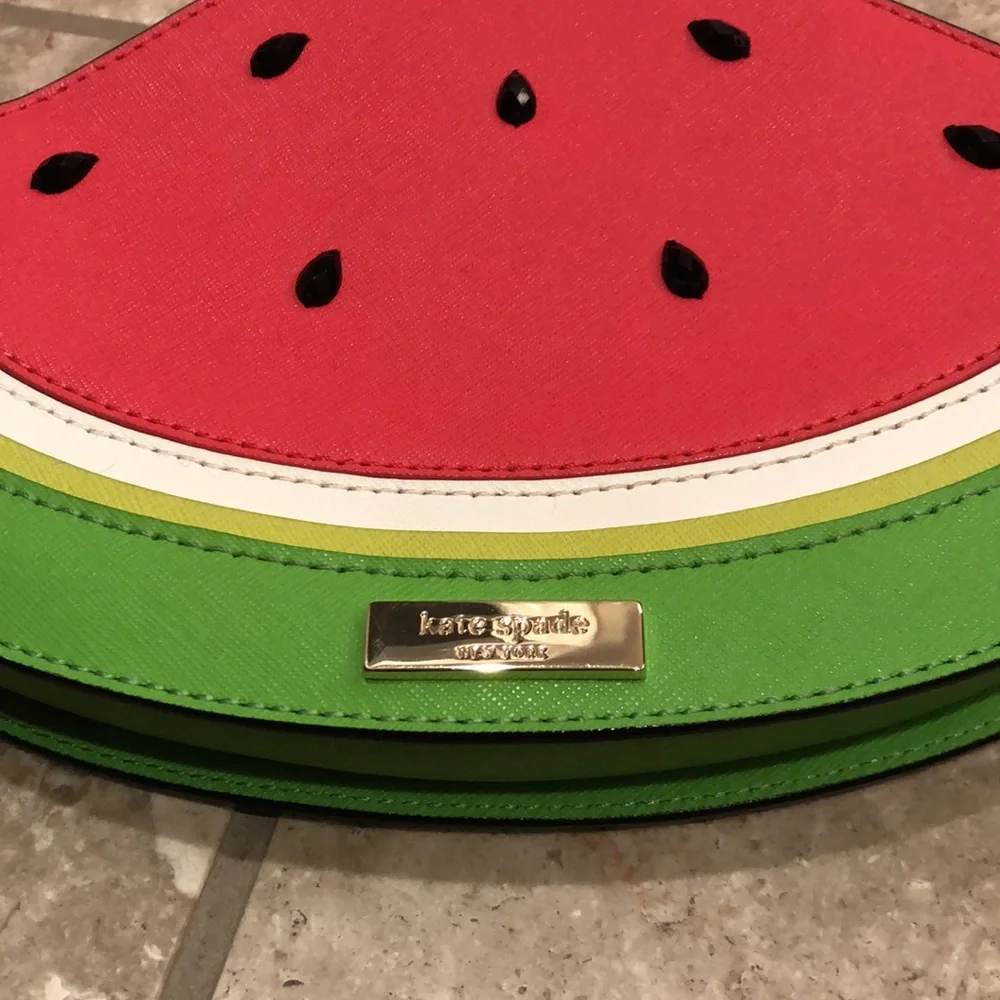 New Kate Spade make a splash watermelon novelty leather saffiano clutch handbag