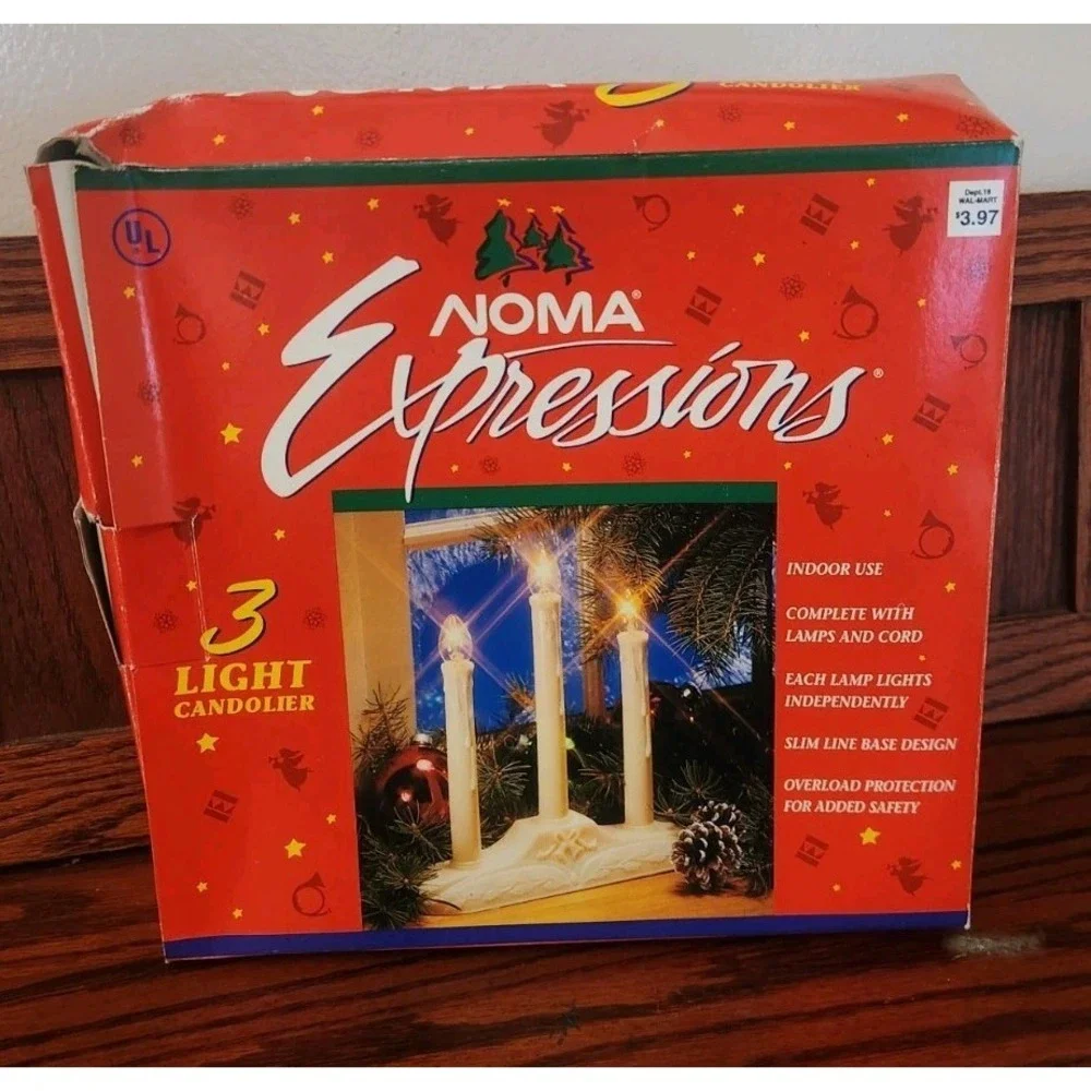 Vintage NOMA Expressions 3-Light‎ Candolier Christmas Window Candelabra w/ Box