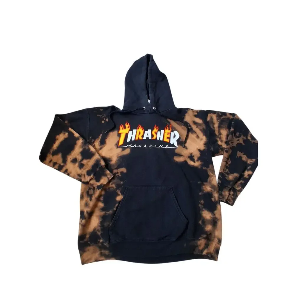 Y2K Vintage Thrasher Custom Bleached Mens Size M Grungecore Skater Street Hoodie