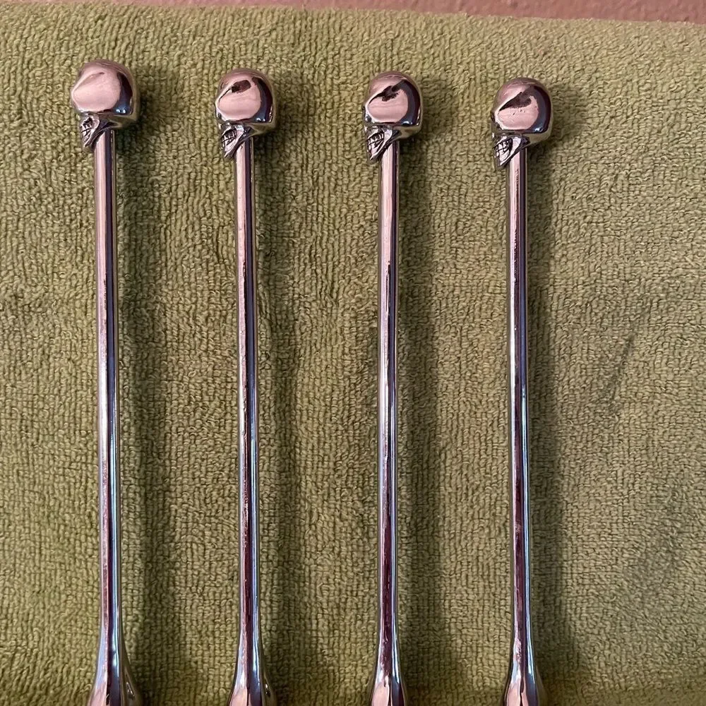 Pottery Barn Skull Bone Metal Stir Sticks set of 4