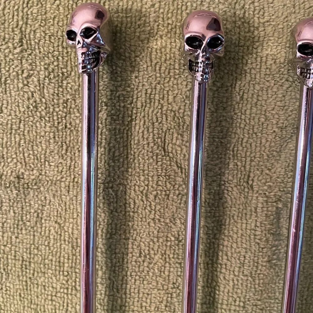 Pottery Barn Skull Bone Metal Stir Sticks set of 4