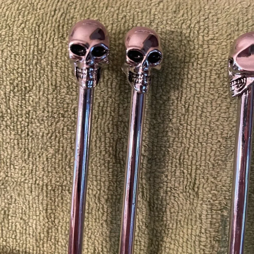 Pottery Barn Skull Bone Metal Stir Sticks set of 4