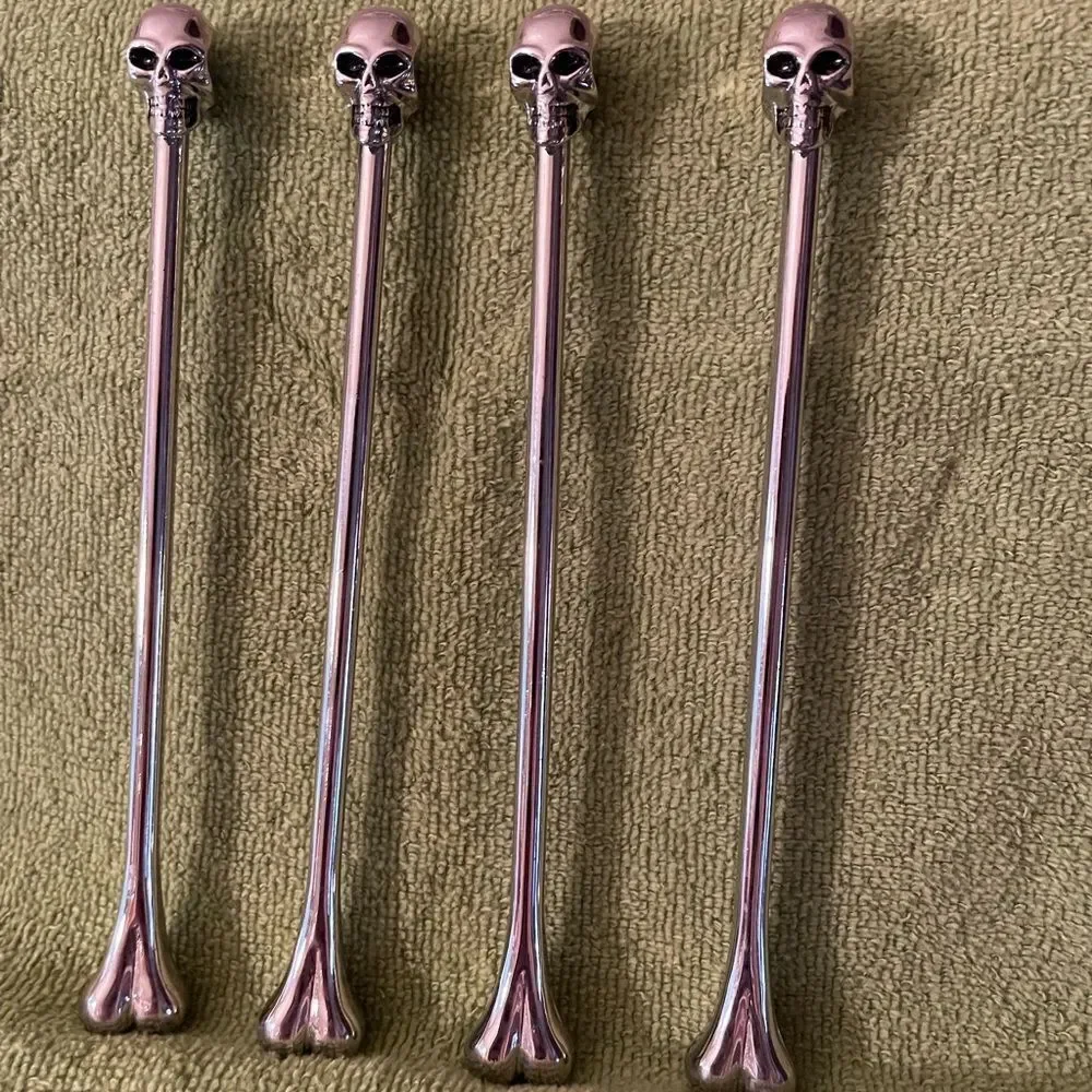 Pottery Barn Skull Bone Metal Stir Sticks set of 4