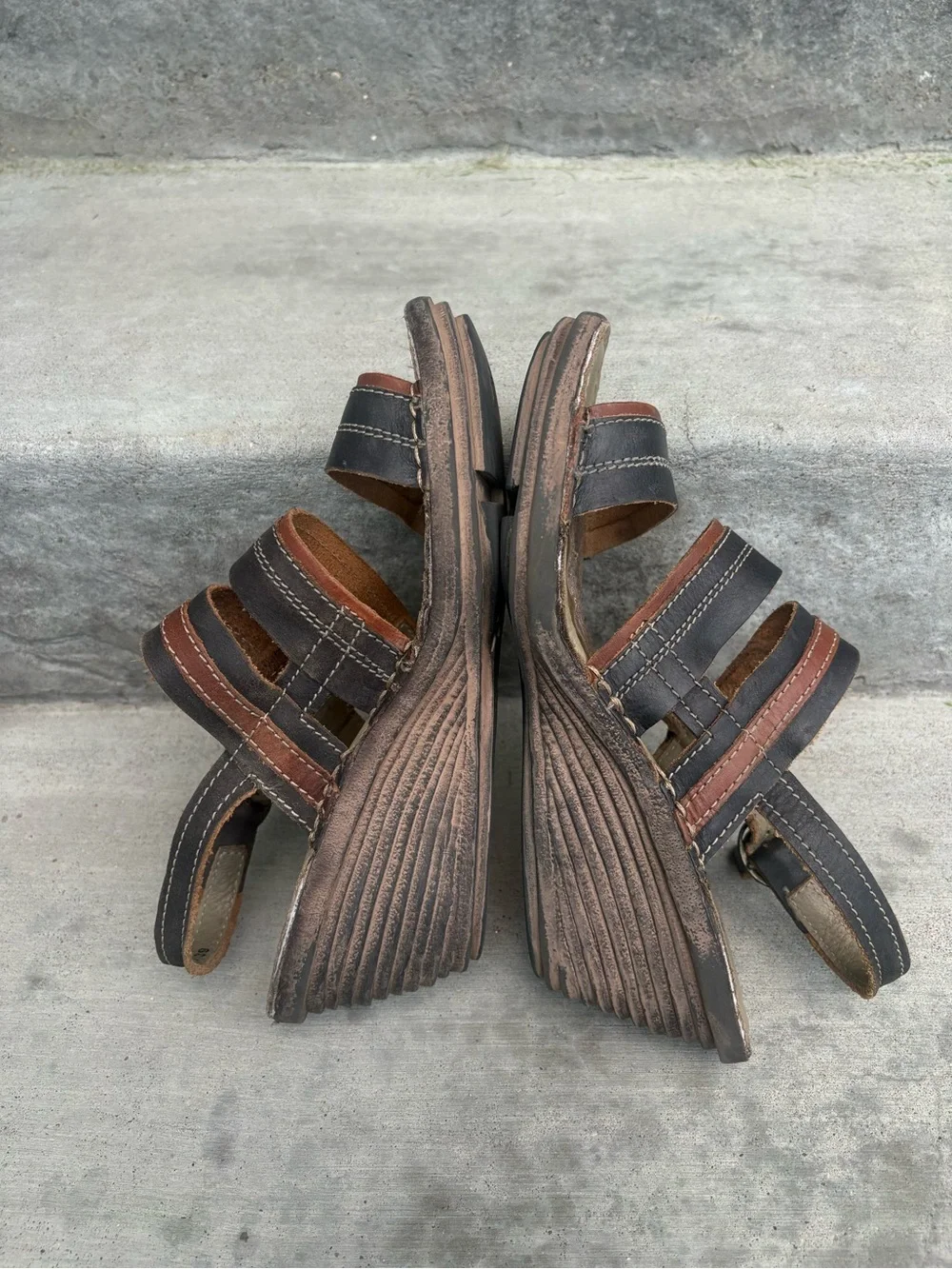 FLY London Sebta Leather Strappy Wedge Sandals