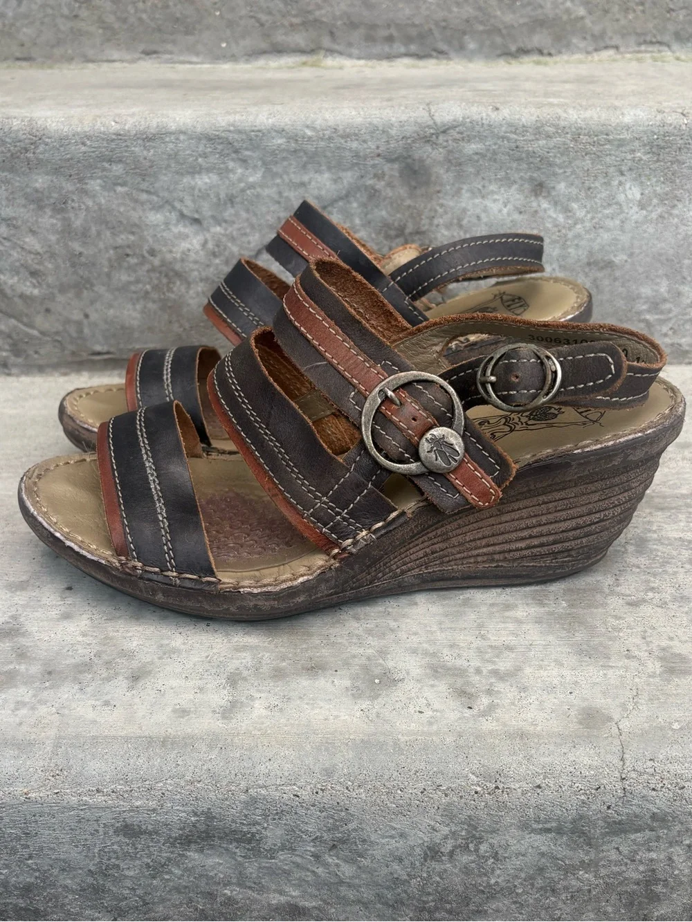 FLY London Sebta Leather Strappy Wedge Sandals