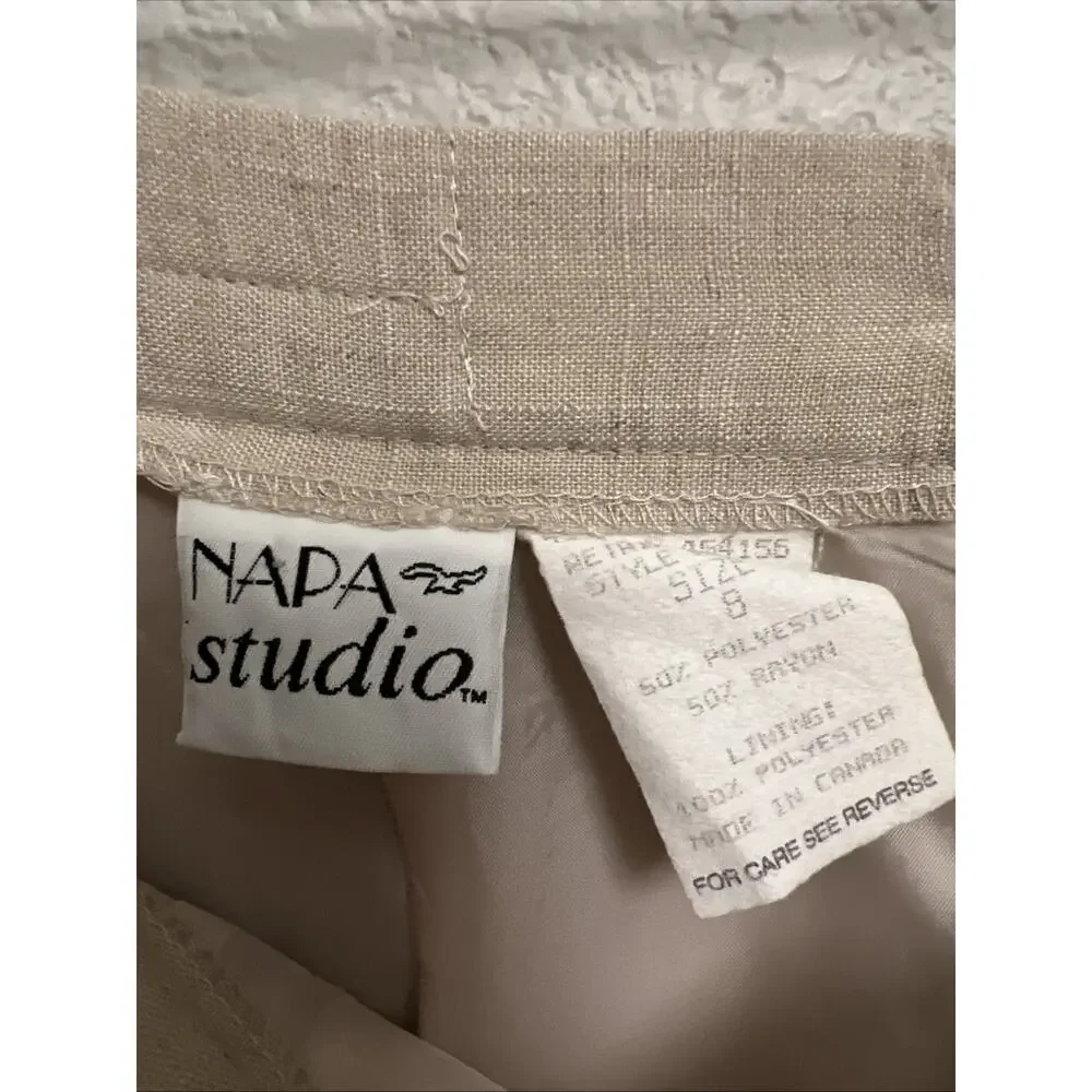 VTG Napa Studio Midi Pencil Skirt Modern Quiet Luxury Classic Career Lined Beige