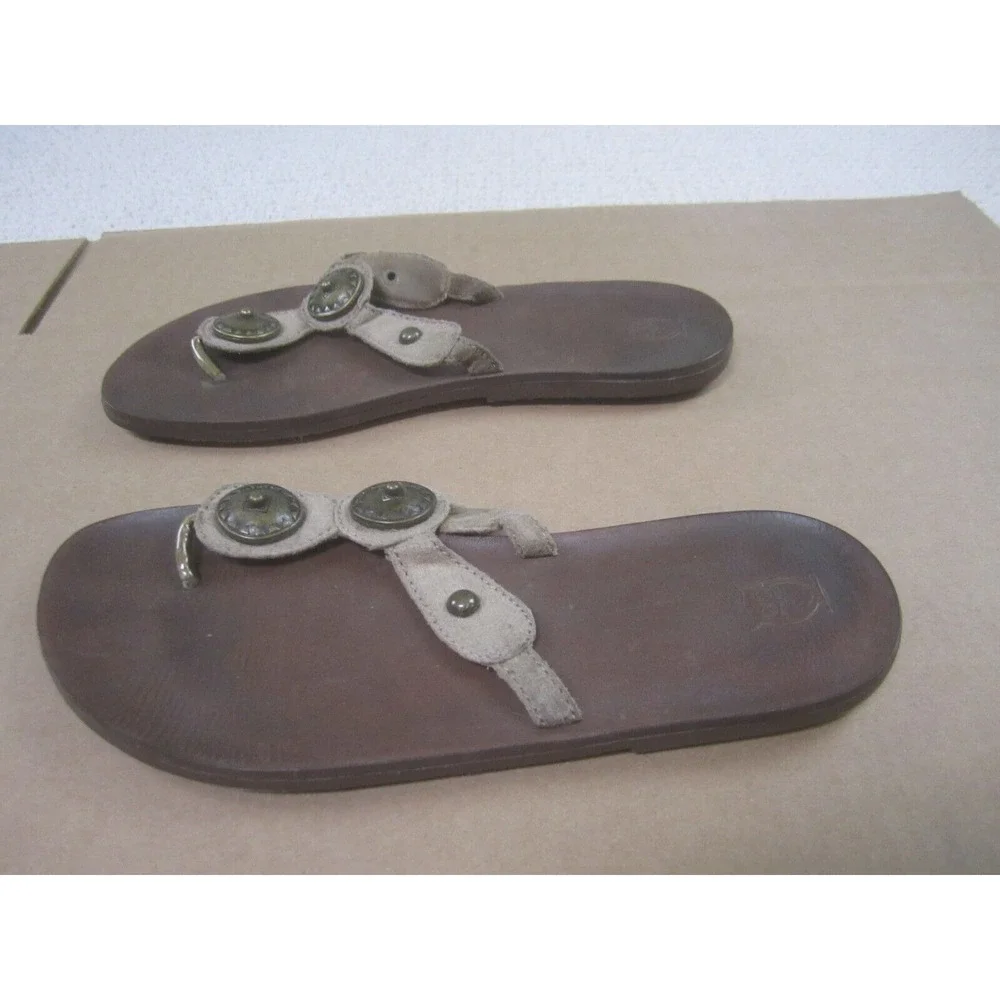 Mossimo‎ Sandals Womens 6 Brown Medallion Thong Flip Flops Casual