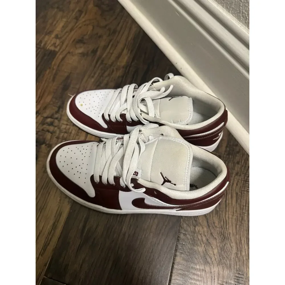Nike Air Jordan 1 Low Women’s Size 8.5 White Burgundy Maroon Sneakers