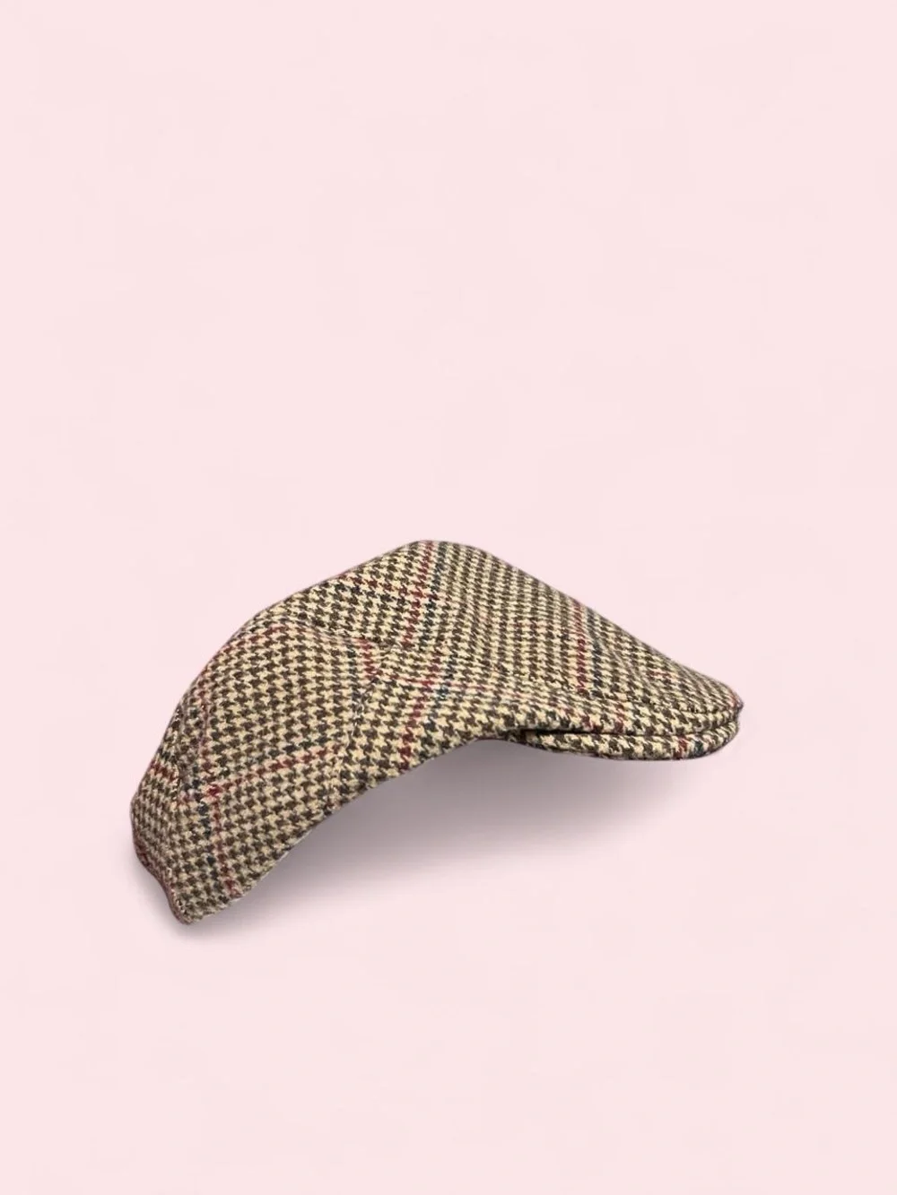 Chaps Classic Houndstooth Wool Driver Cap - Brown