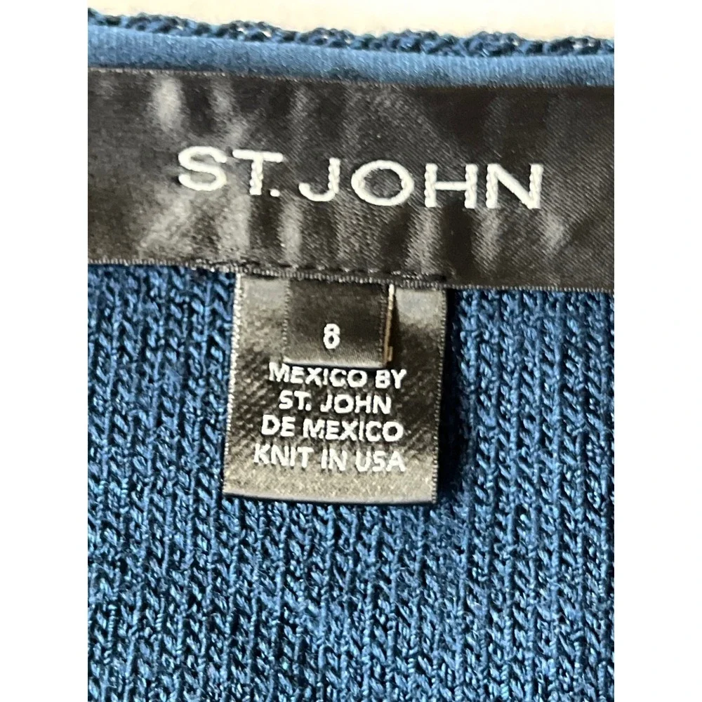 St. John‎ Teal Blue Santana Knit Wool Blend Pencil Skirt Womens Size 8