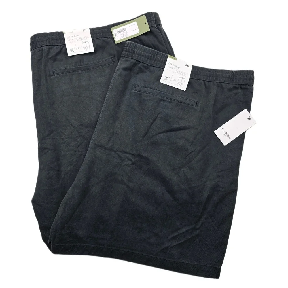 Lot‎ of 2 Goodfellow Pull-On Shorts Mens 5XL Big Tall Charcoal Gray Cotton NEW