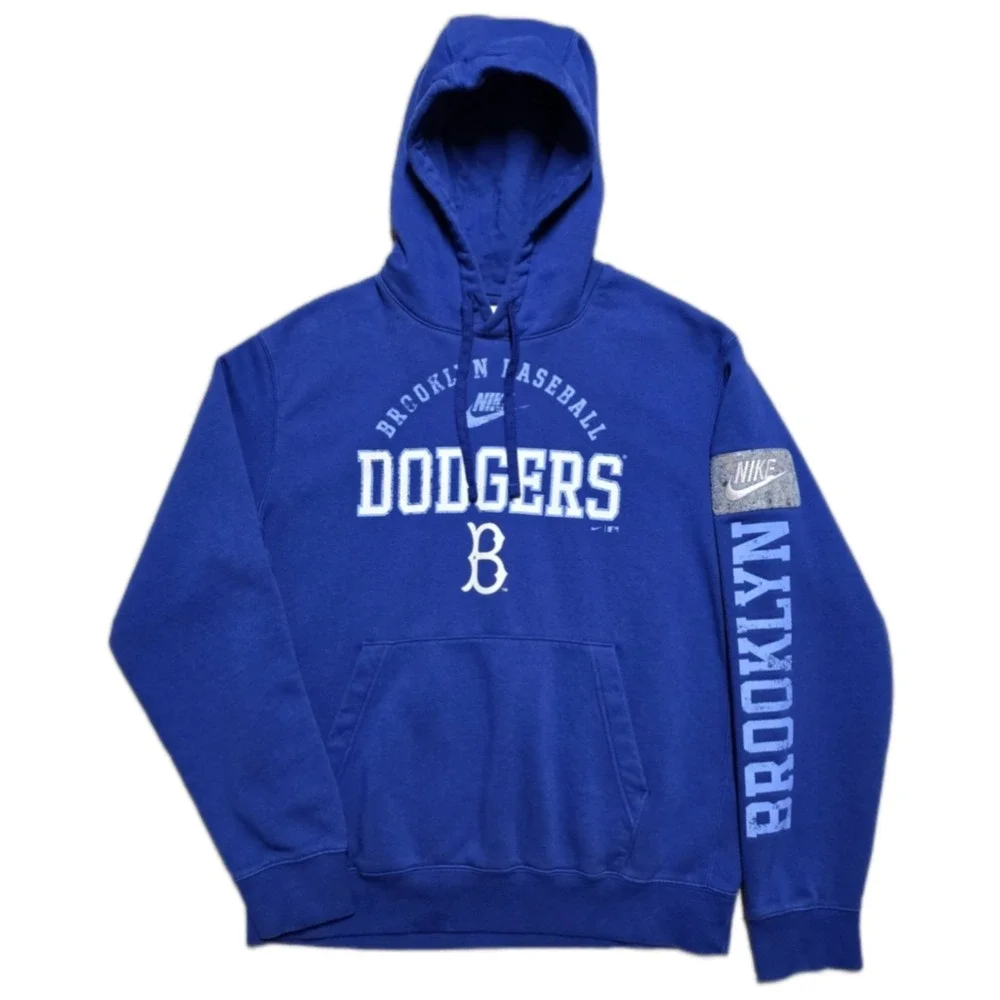 Brooklyn Dodgers Nike Club Fleece Hoodie MLB Mens M‎ Blue Sleeve Print