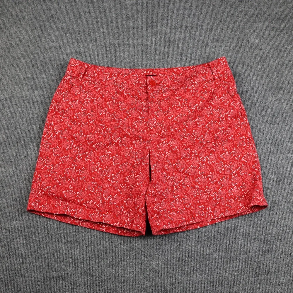 Chaps Shorts Womens 10 Red Floral Print Slant Pockets Zip Button‎ Summer Casual