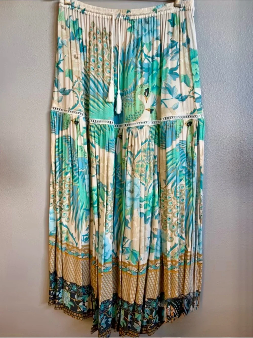Spell Cloud Dancer Midi Skirt in Porcelain, Sm, EUC! 🦚
