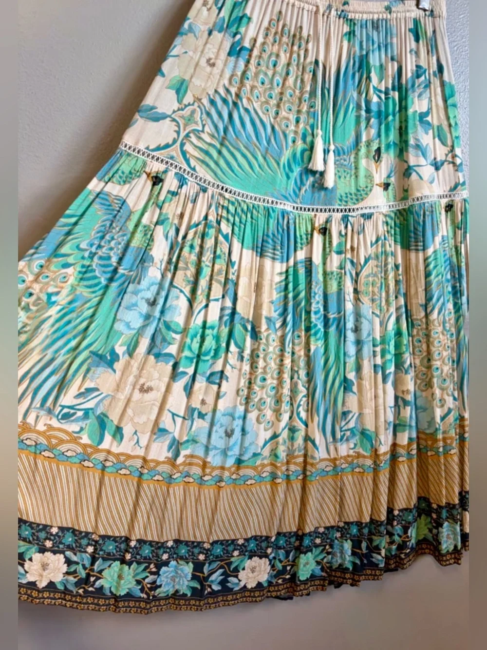 Spell Cloud Dancer Midi Skirt in Porcelain, Sm, EUC! 🦚