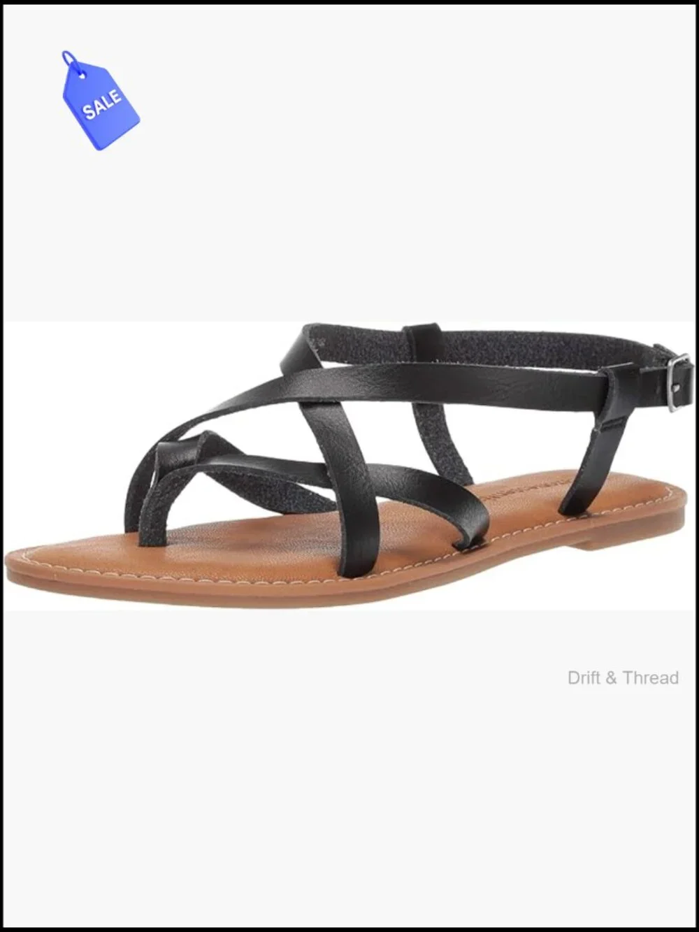 Women's Casual Strappy Thong Sandals Faux Leather Adjustable Ankle Strap Padded