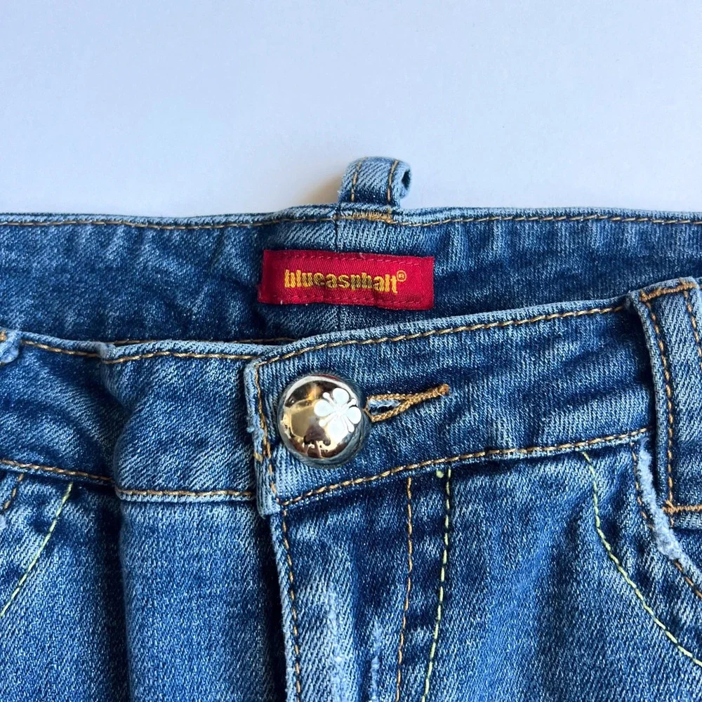 Y2K/90s Vintage Blue Asphalt Denim Mini Skirt