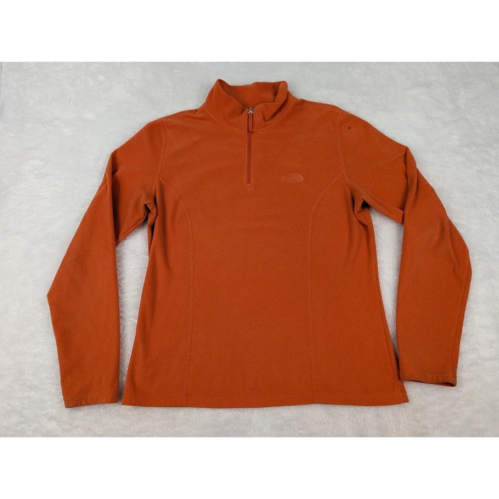 The North Face 1/4 Zip Women's L‎ Pull Over Fleece Orange Light Weight *Read