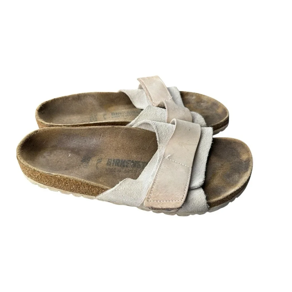 Birkenstock Women's Ivory Cream Oita Suede Slide Sandals Size 39