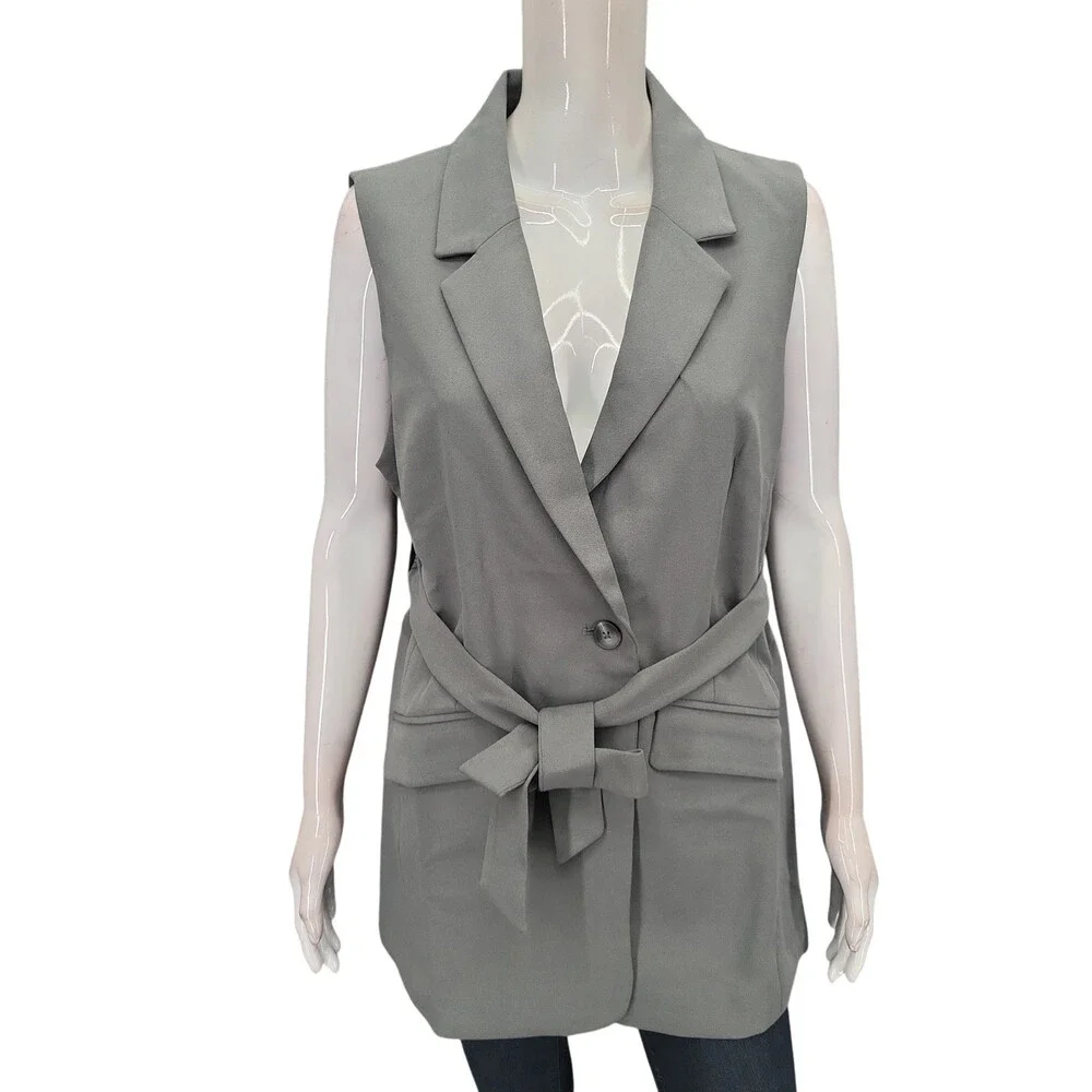 Kate & Mallory Womens Gray Dressy Work Office Business Casual Vest Size L
