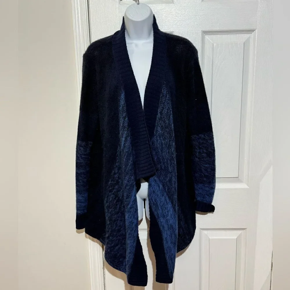 Lord & Taylor‎ Cashmere Blend Open Front waterfall Cardigan Size M