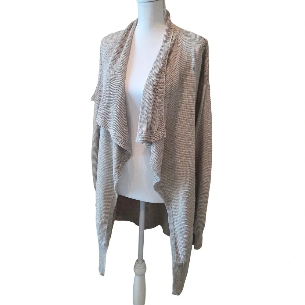 Banana Republic Waterfall Cardigan Italian Linen‎ Draped Beige Coastal Medium
