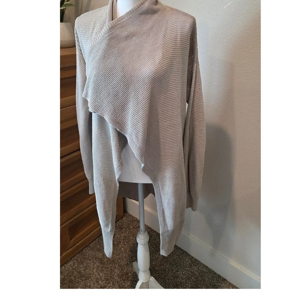 Banana Republic Waterfall Cardigan Italian Linen‎ Draped Beige Coastal Medium