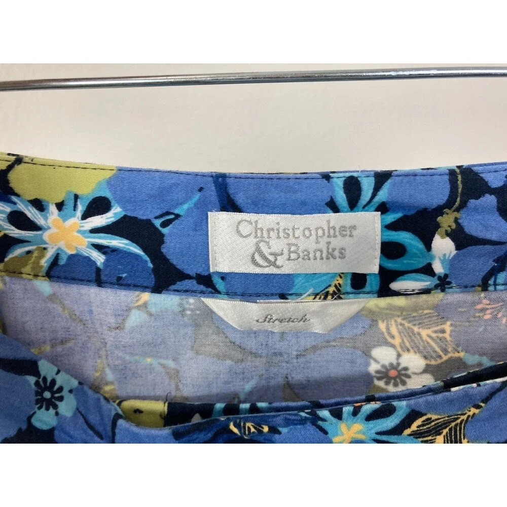 Christopher & Banks Midi Wrap Skirt Size 8 Blue Green Floral Cotton