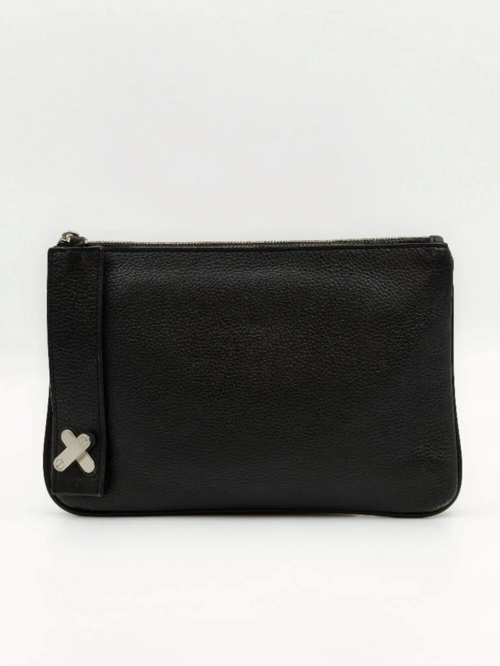Alexander Wang Black Pebbled Leather Wristlet Pouch Clutch Zip Cosmetic Case