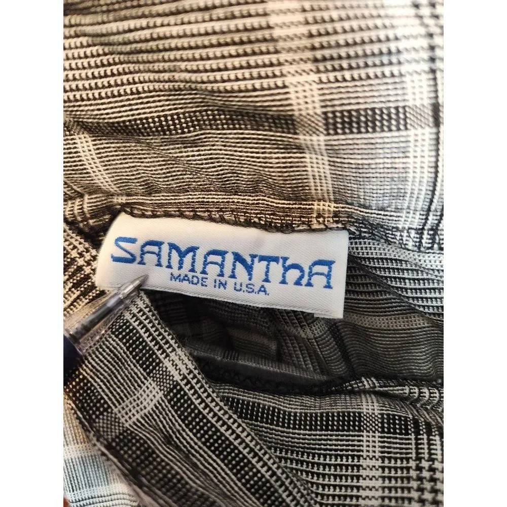 Samantha Skirt Black White Plaid Knee Length Pleated Made USA Size M Vintage!