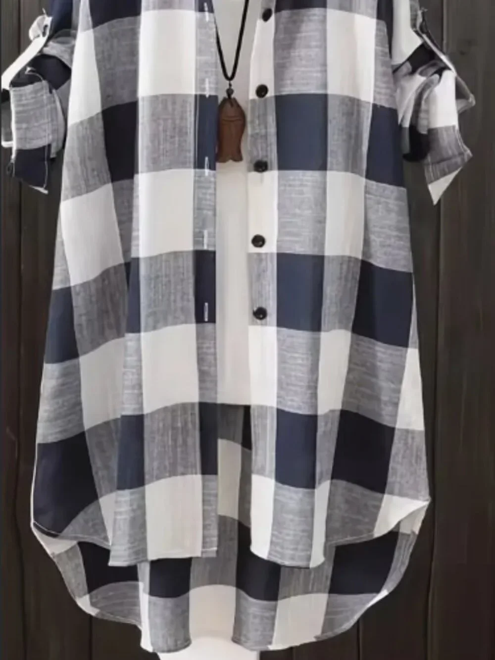 Women's Plus Size Plaid Print Button Shirt Casual Collared Long Sleeve Linen