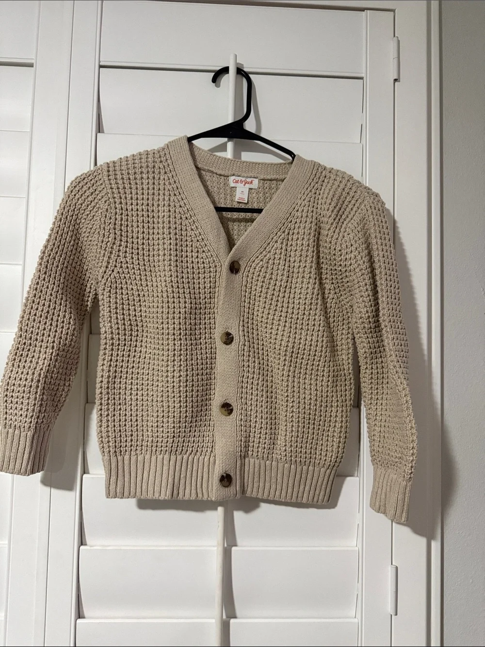 Cat & Jack Beige Waffle-Knit Button Cardigan
