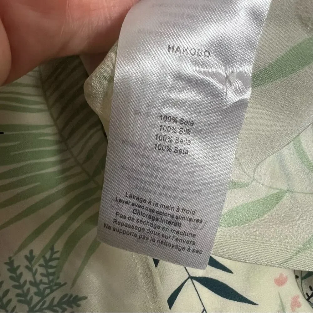 Des Petits Hauts palm jungle silk blouse Sz S