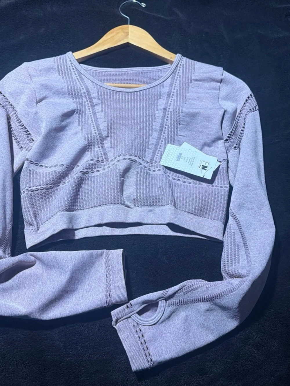 Fashion Nova Lavender Seamless Long-Sleeve Crop Top