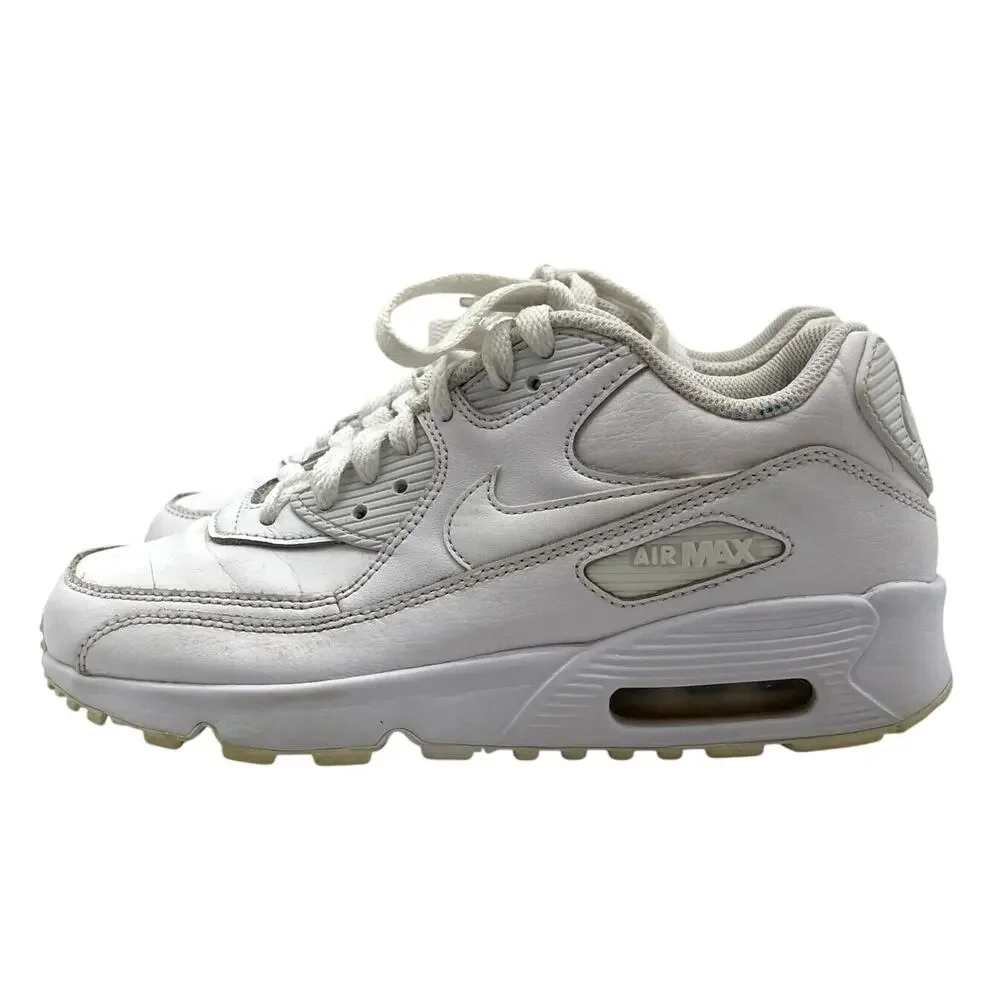 Nike Air Max 90 Sneakers Lace Up White Running Shoes US Size 4.5 Youth