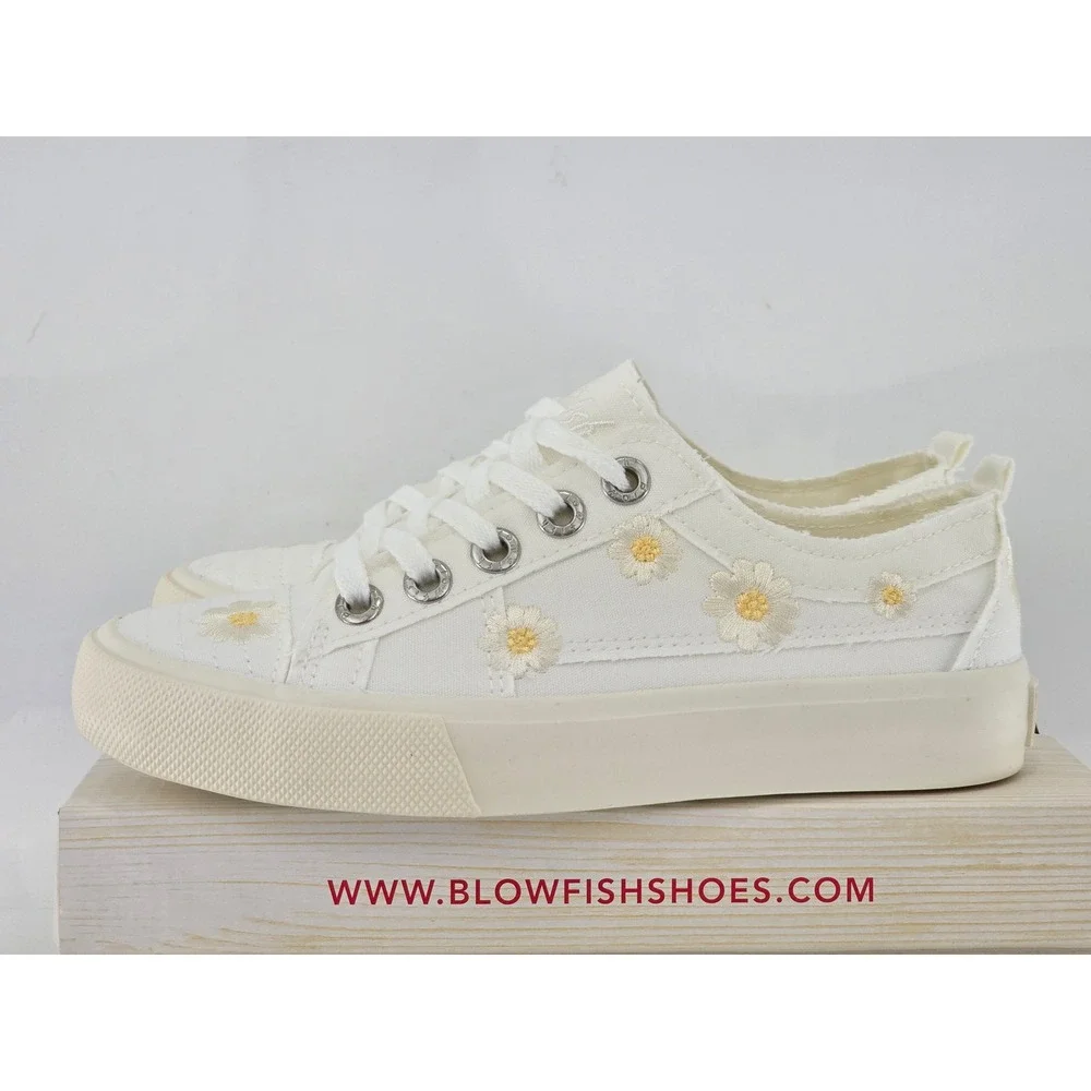 Blowfish V Sadie 1-K Kids Sneakers Size 3 White Canvas Daisy Floral - New