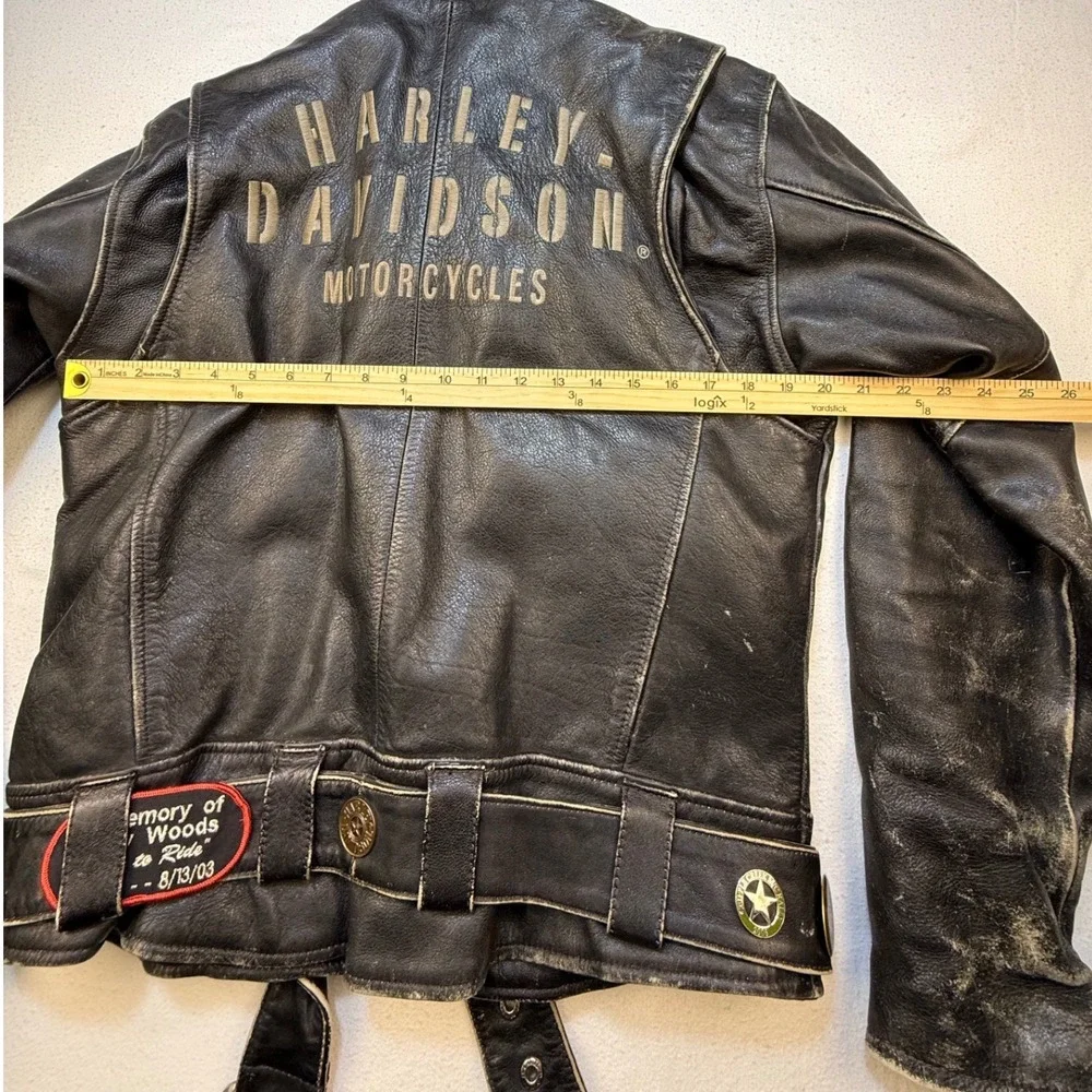 Harley Davidson Leather Jacket Mens M Black Biker Distressed Vintage CA03402 USA