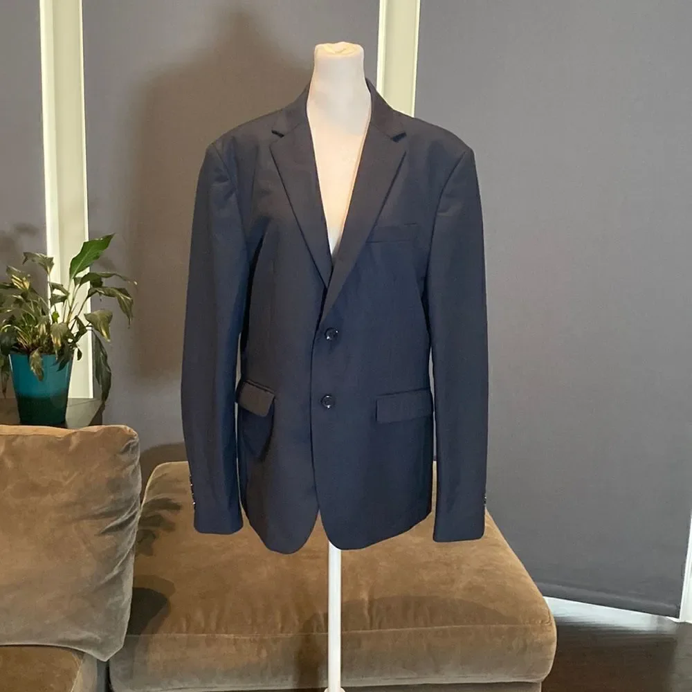 Men’s 2 Piece Suit Navy Slim Fit TwoButton NotchedLapel Size 36 Jacket 32 Pants